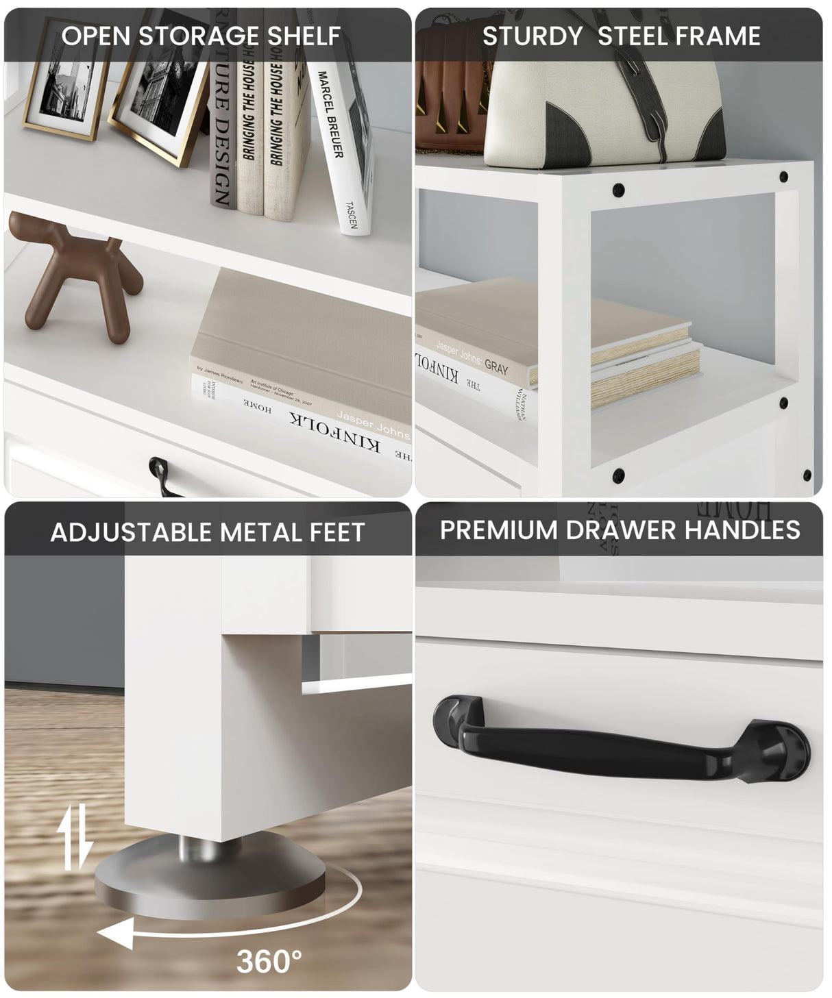 HAIOOU Shoe Cabinet with 3 Flip Drawers, Slim Wooden Shoe Rack Freestanding Storage Organizer Stand with 3 Flip Doors, Robust Metal Frame, Open Storage Shelf for 15-18 Pairs - White HAIOOU