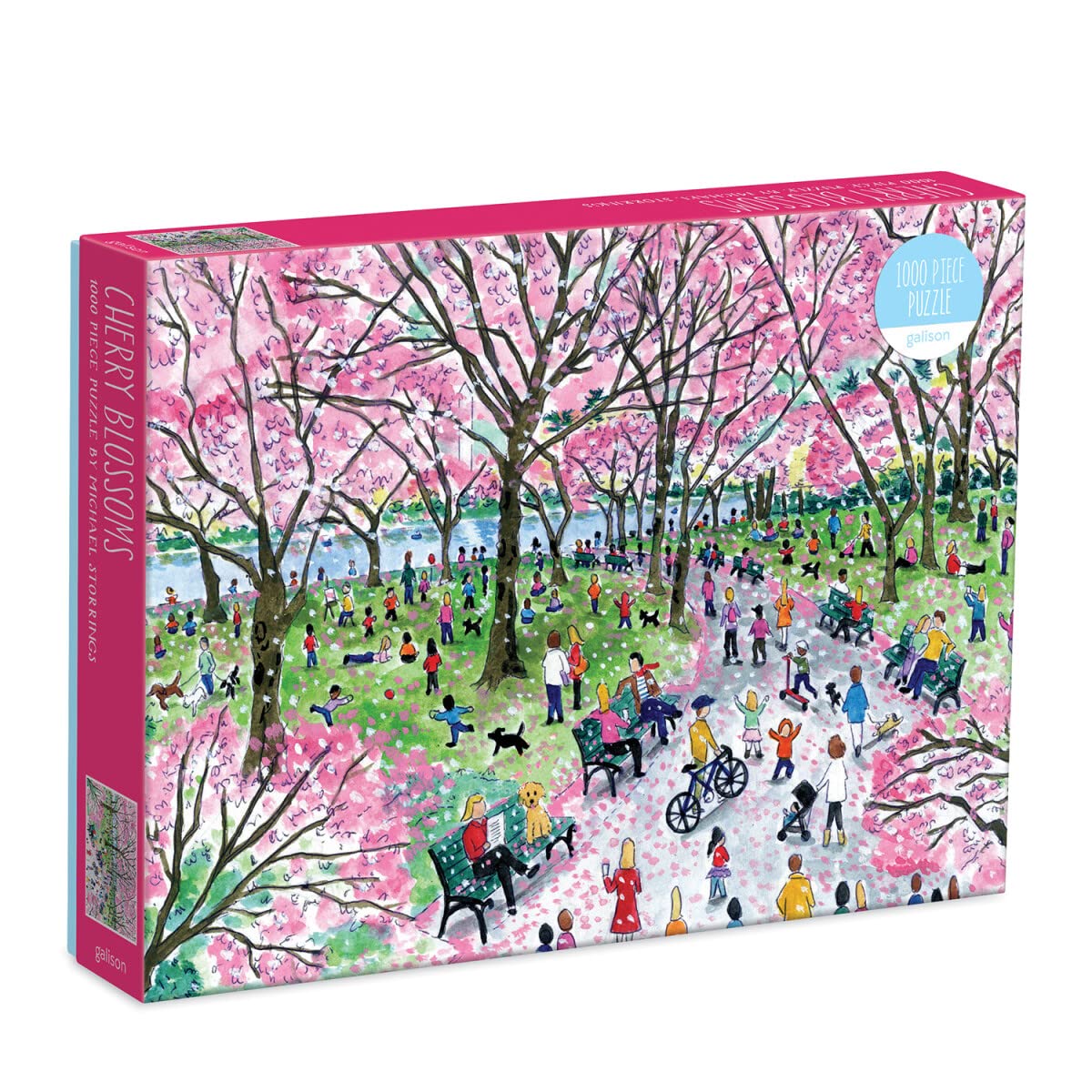 Galison Michael Storrings Cherry Blossoms 1000 Piece Puzzle from Galison - Beautifully Illustrated Jigsaw Puzzle of Cherry Blossom Season in D.C, 27" x 20", Fun & Challenging, Unique Gift Idea Galison