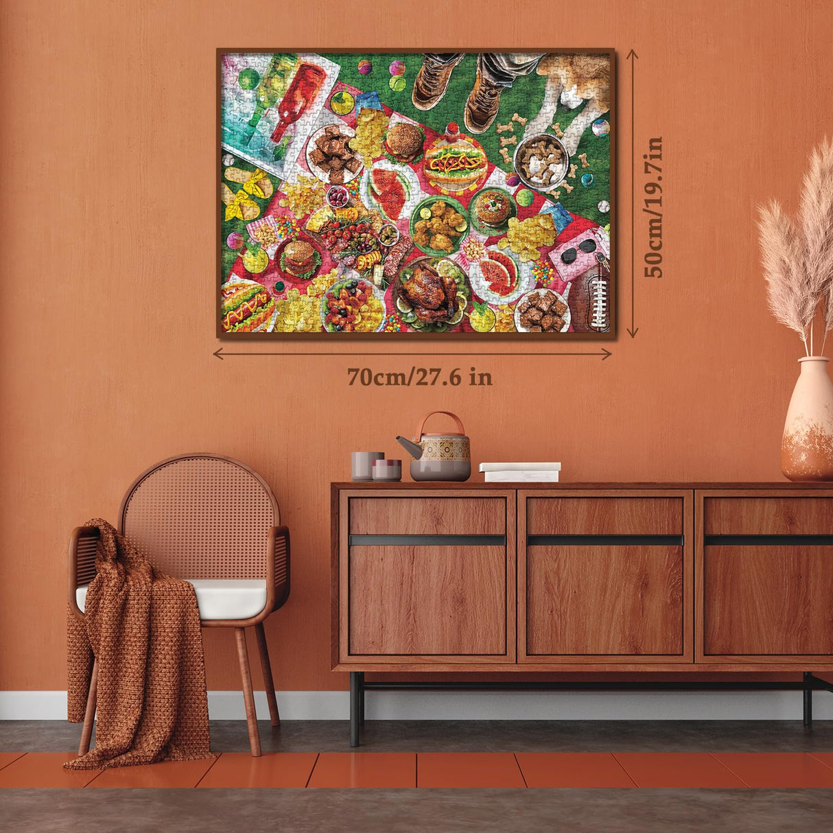 Funny Food Camping Picnic Puzzles for Adults 1000 Pieces, Summer Dog Baseball Jigsaw Puzzles, Animal Colorful Pizza Candy Fruit Puzzle Larkipuzz