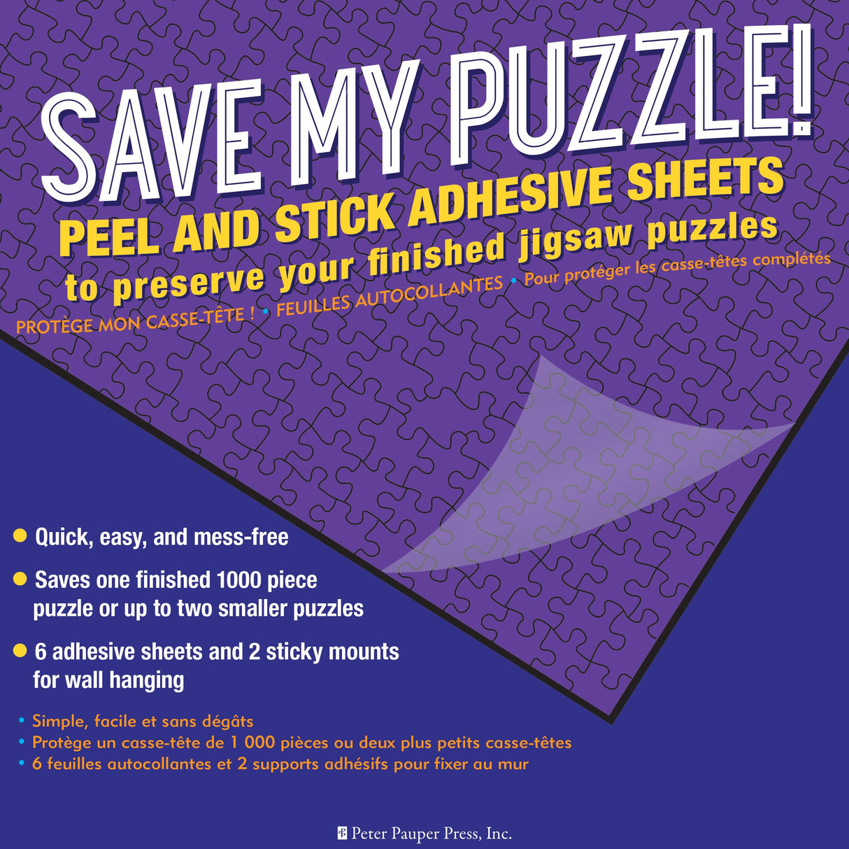 PETER PAUPER PRESS Save My Puzzle! Peel and Stick Adhesive Sheets to Preserve Your Jigsaw Puzzle PETER PAUPER PRESS