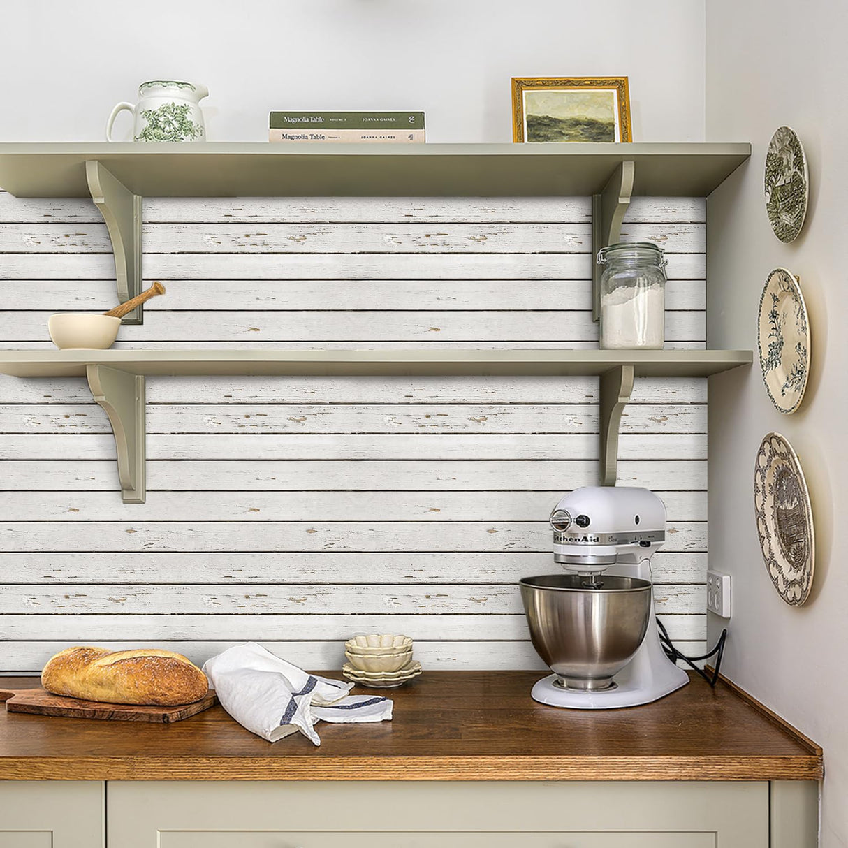 Commomy 10 Pcs Faux Wood 3D Wall Panels Peel and Stick -11.8"x11.8" Ultralight Thin PVC 3D Faux Wood Panels for Walls Shiplap Planks for Kitchen, Living Room,RV, Interior Wall Decor Commomy