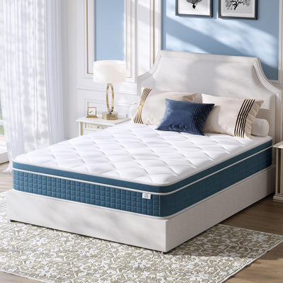 koorlian Queen Mattress 12 Inch, Hybrid Queen Bed Mattress with Individual Pocket Springs and Pressure-Relieving Memory Foam, Breathable, Medium Firm Mattress in a Box Queen Size 80"x60"x12"
