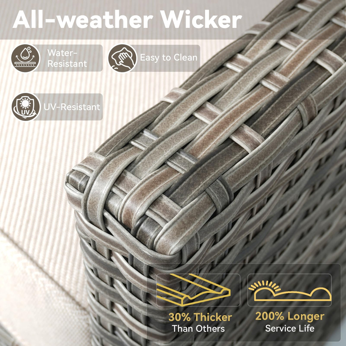 AMCLOBA 10 Piece Patio Furniture Set-High Back Outdoor Furniture Set Sectional Sofa with Wicker Swivel Patio Chairs,Comfy Cushions Ottomans for Porch Balcony Patio Deck Grey/Beige AMCLOBA