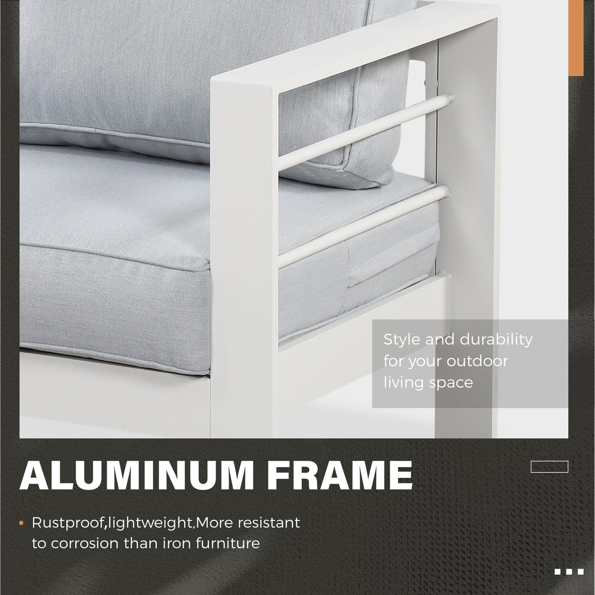 Solaste Outdoor Aluminum Furniture Set - 4 Pieces Patio Sectional Chat Sofa Conversation Set with Table,White Solaste