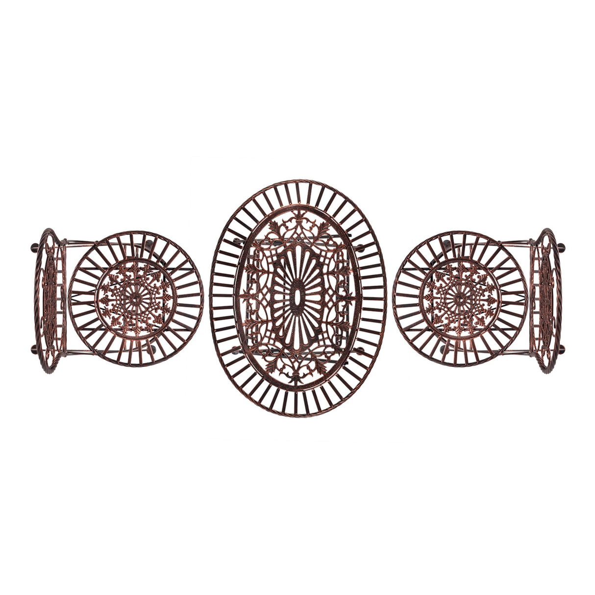Alpine Corporation Indoor/Outdoor 3-Piece Oval Bistro Set Folding Table and Chairs Patio Seating, Bronze Alpine Corporation