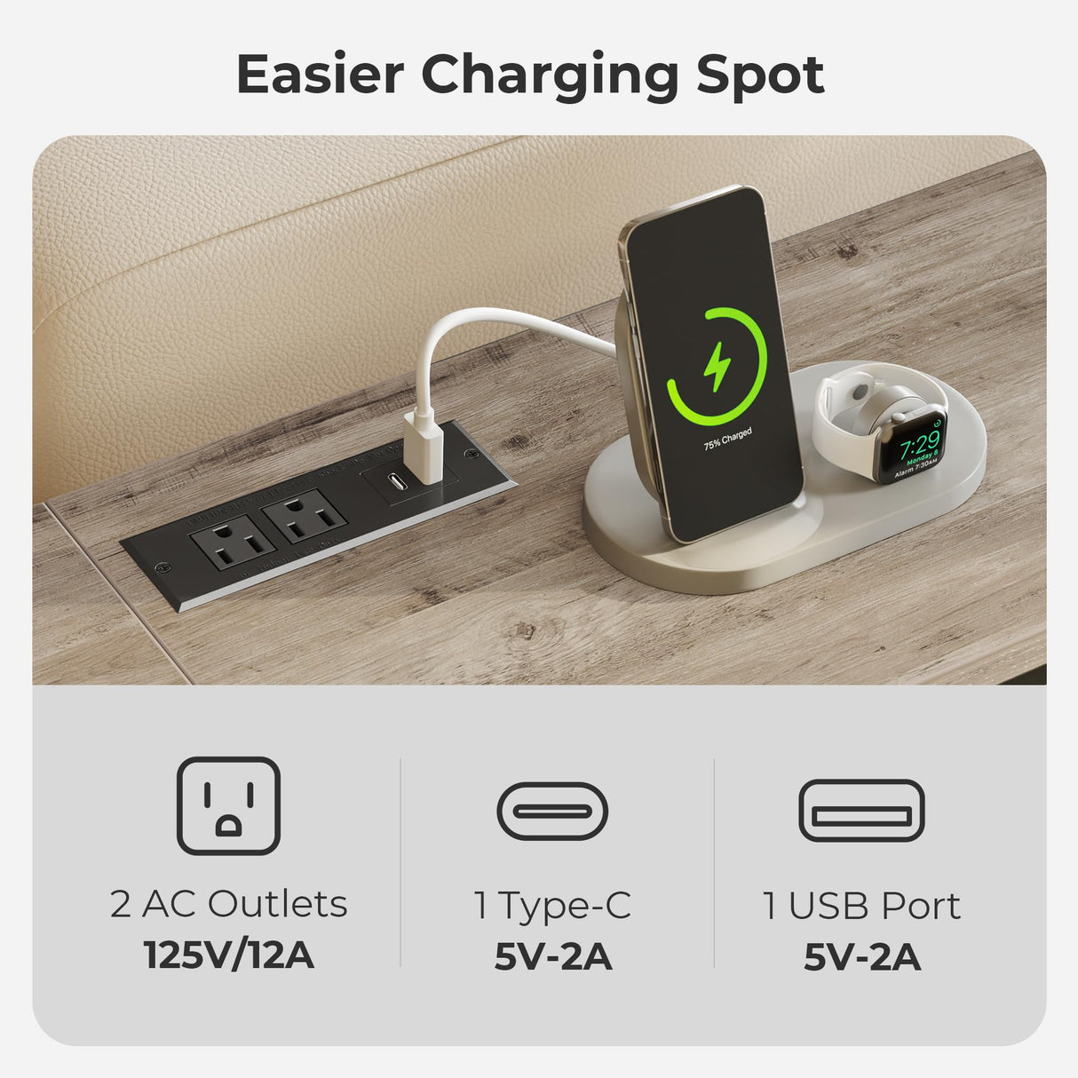 SUPERJARE 70 Inch Console Table with 2 Outlets, 1 Type-C and 1 USB Port, Extra Long Entryway Table with Metal Frame and X-Shaped Bars, Narrow Sofa Table for Living Room, Hallway, Grey Oak SUPERJARE