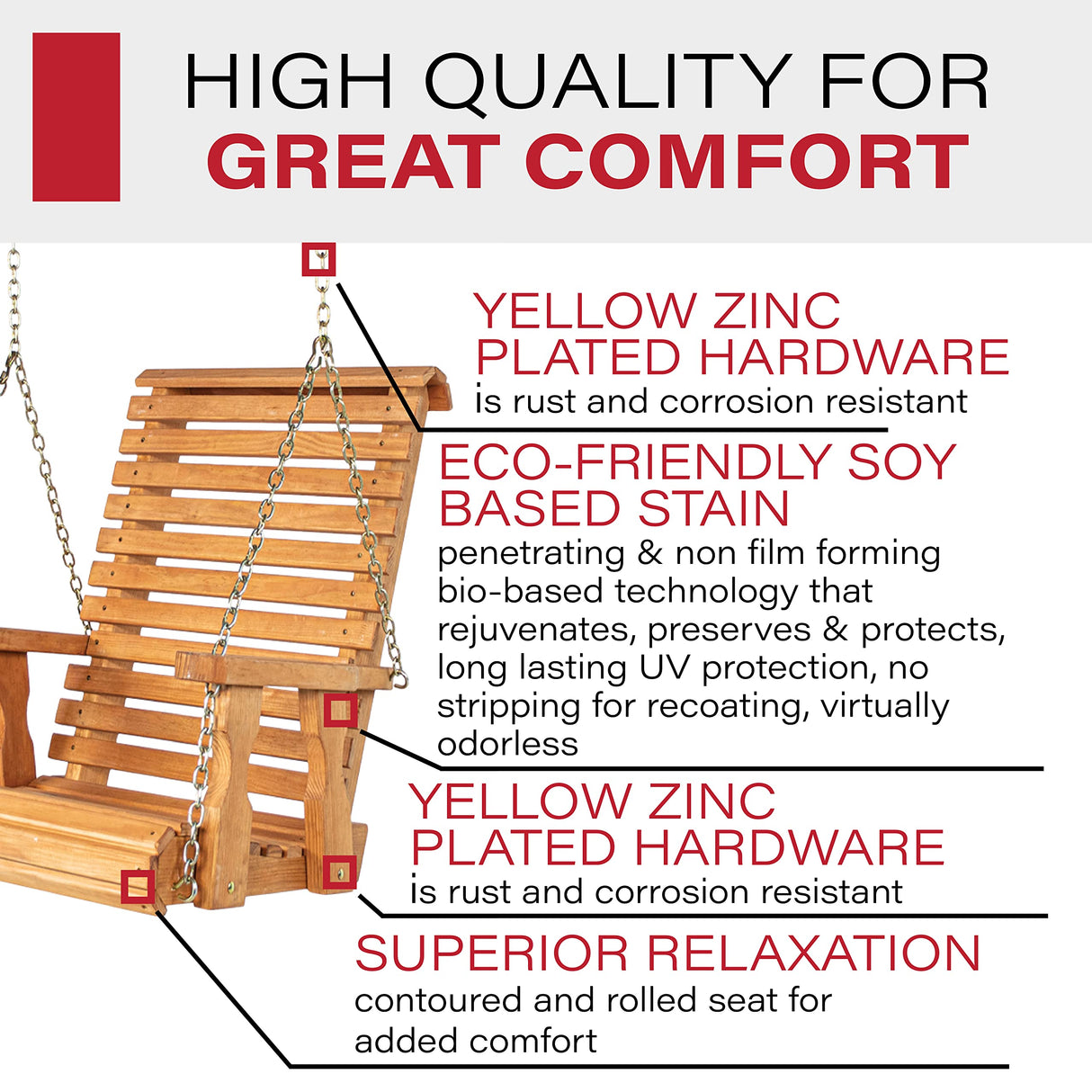 Amish Heavy Duty Roll Back Pressure Treated Swing Chair (Cedar Stain) Amish Casual