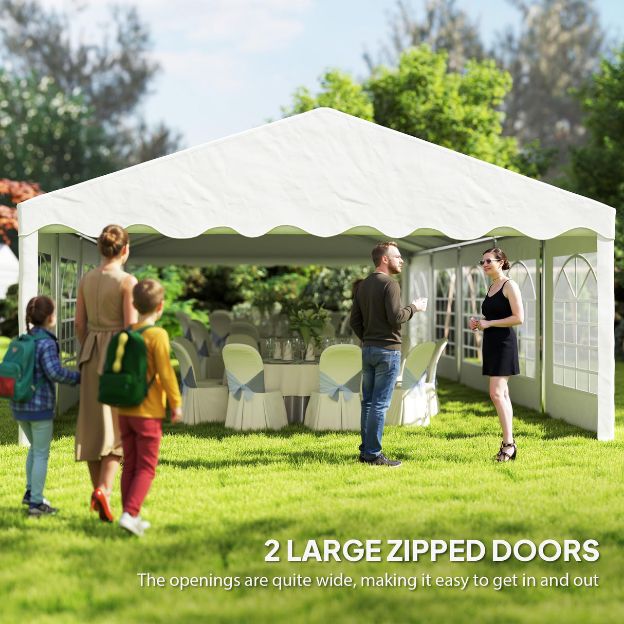 Outsunny 16.5' x 33' Party Tent, Heavy Duty Large Outdoor Canopy Tent Shelter with Removable Sidewalls, 10 Windows and 2 Doors, Tents for Parties, Wedding, Events, BBQ Grill, White Outsunny
