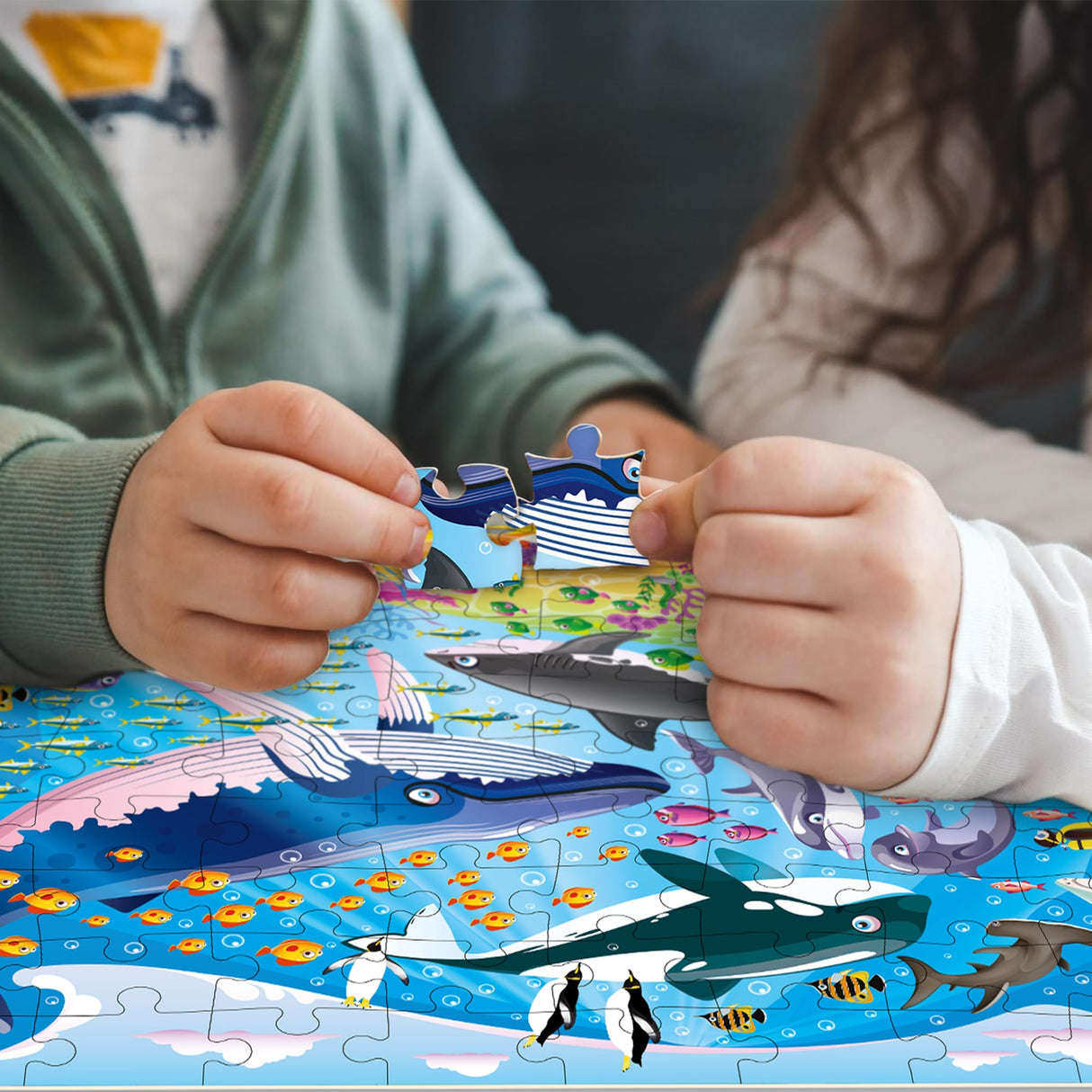 QUOKKA 100 Piece Puzzles for Kids Ages 4-6 – 3 Floor Kids Puzzles Ages 6-8 Year Old – Toy for Learning Ocean & Forest Animals for 8-10 yo – Jigsaw Toddler Game for Boy and Girl Ages 3-5 QUOKKA