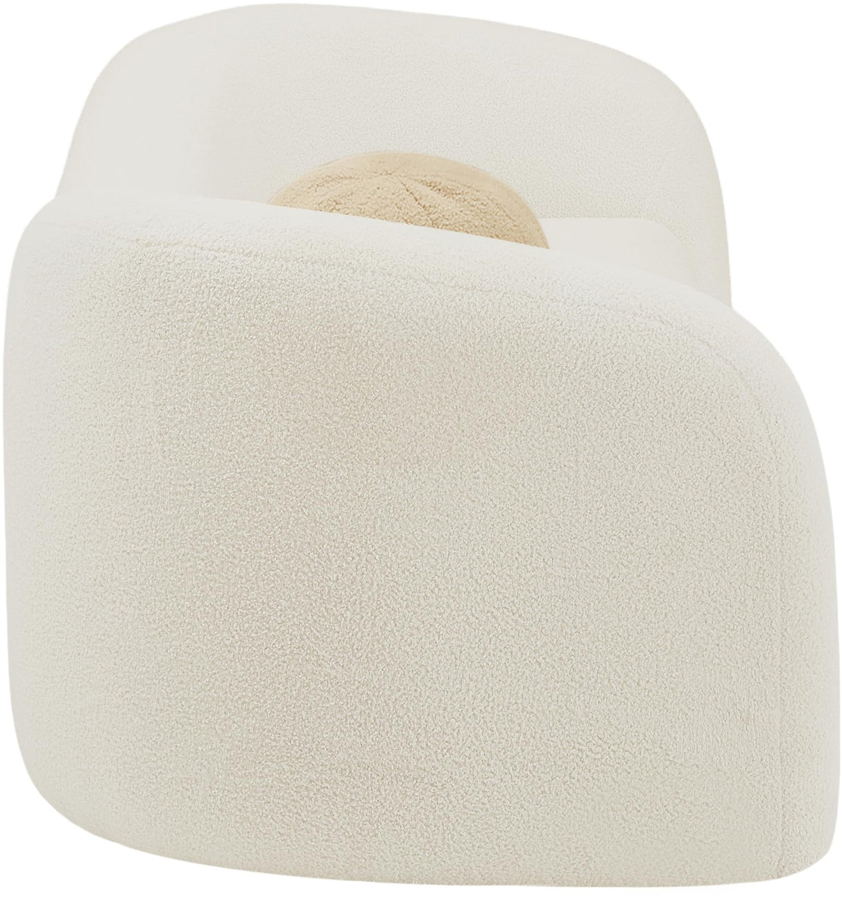 Meridian Furniture 186Cream-S Kali Collection Modern | Contemporary Sofa with Soft Cream Faux Shearling Teddy Fabric, Curved Back, 86" W x 33" D x 27" H, Cream Meridian Furniture