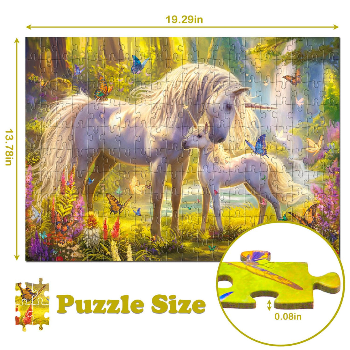 RANSUNN Puzzles for Kids Ages 6-8 8-10 - Unicorn and Foal, 200 Piece Puzzles for Kids, Learning Educational Jigsaw Puzzles Toys Gifts for 6 7 8 9 10 Year Old RANSUNN