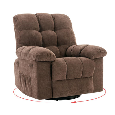 Adult Rocker Swivel Recliner Chair - Soft Fabric Overstuffed Manual Glider, Comfy Nursery Rocking Sofa Chair for Living Room