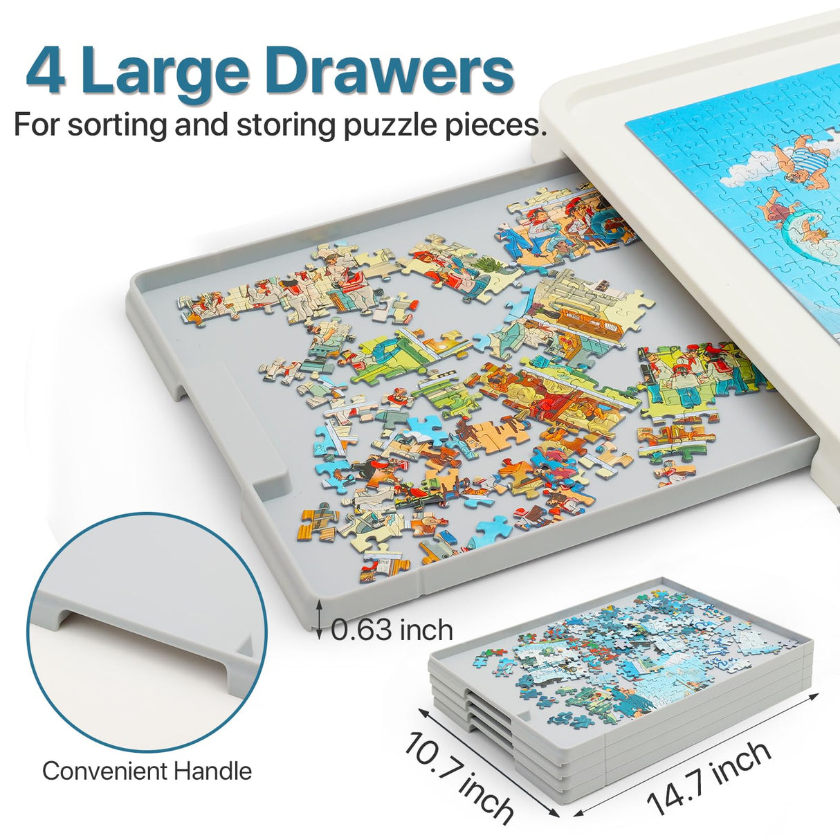 Playboda 1500 Pieces Rotating Plastic Puzzle Board with Drawers and Cover, 35"x27" Portable Jigsaw Puzzle Table for Adults, Lazy Susan Spinning Puzzle Boards (Patent Design) Playboda