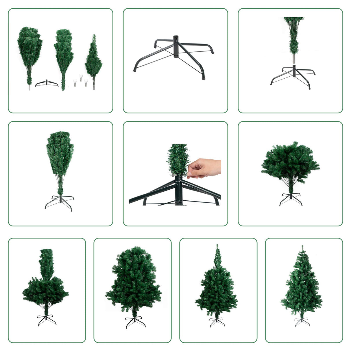 BHD BEAUTY 7.5FT Artificial Christmas Pine Tree with 1800 Tips, Green, PVC Material, Easy Assembly, Sturdy Metal Stand, Perfect for Indoor and Outdoor Decor BHD BEAUTY