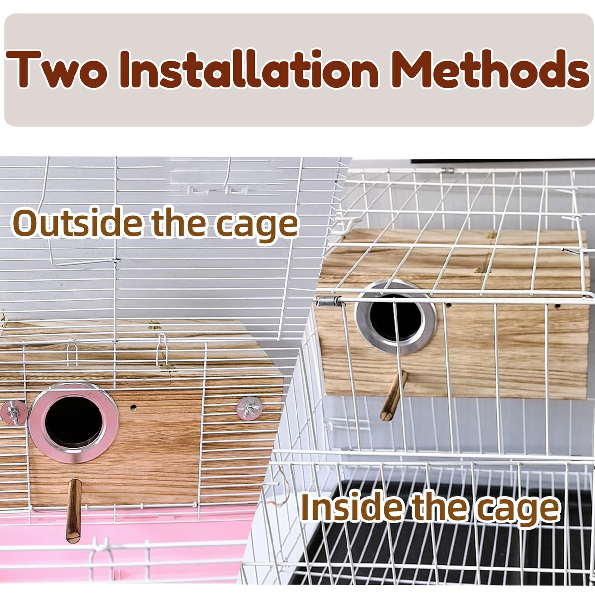 Tfwadmx Cockatiel Nesting Box Bird Nest Box Wood Bird House for Cage Parrot Breeding Boxes for Conures and Other Medium Sized Birds 13.4" x 7.5" x 6.7" Tfwadmx