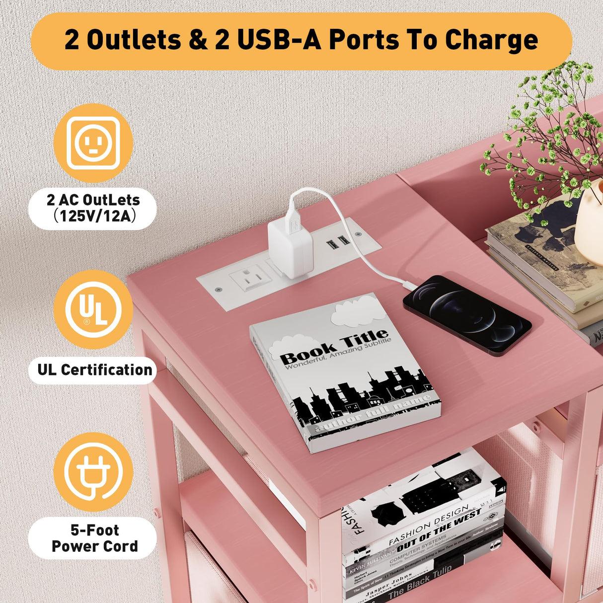 GAOMON Dresser TV Stand with Power Outlet, Bedroom Dresser with 9 Drawers, Chest of Drawers for Living Room, Hallway(Pink) GAOMON