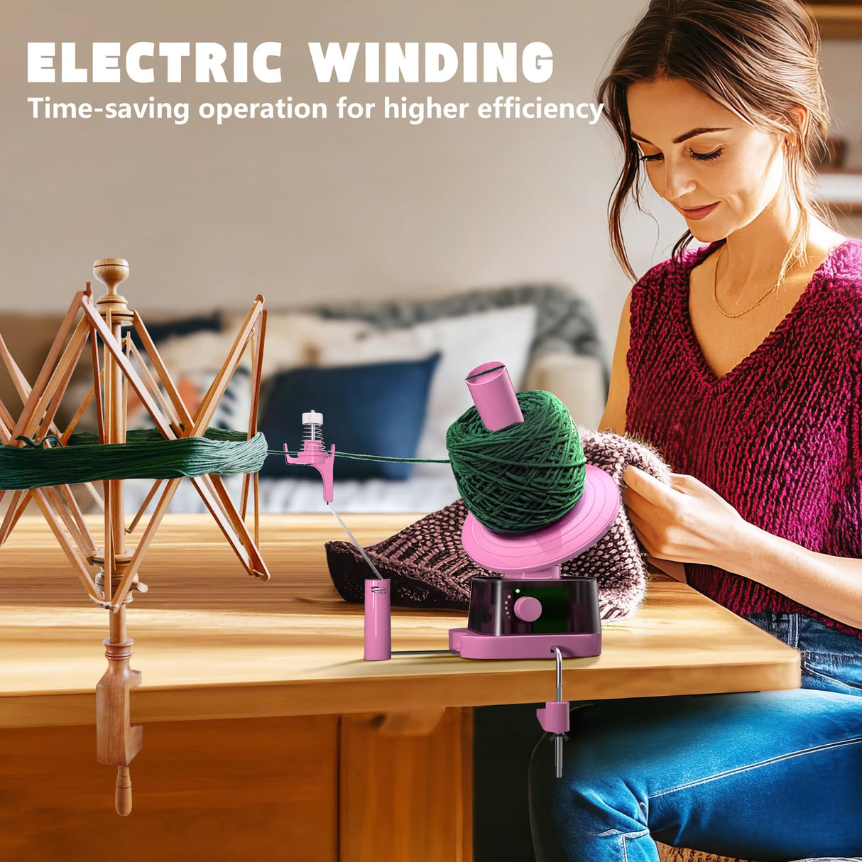 CozyBomB™ Yarn Winder | Electric Yarn Ball Winder, 13 oz Dual Strong Tension Knit Spinner for Crocheting, Automatic Crochet Wheel for Knitting Birthday Gift, Swift Weaving Ball Yarning Cake Roller CozyBomB