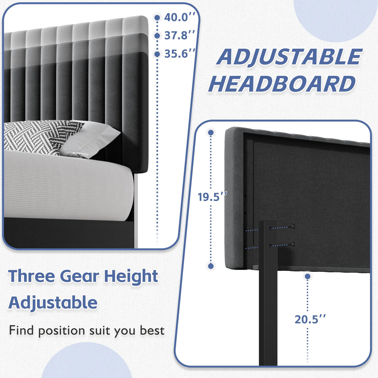 Fluest Queen Bed Frame with Adjustable Headboard, Upholstered Velvet Bed Frame, Platform Bed Frame, Under-Bed Storage, No Box Spring Needed, Easy Assembly, Black Fluest