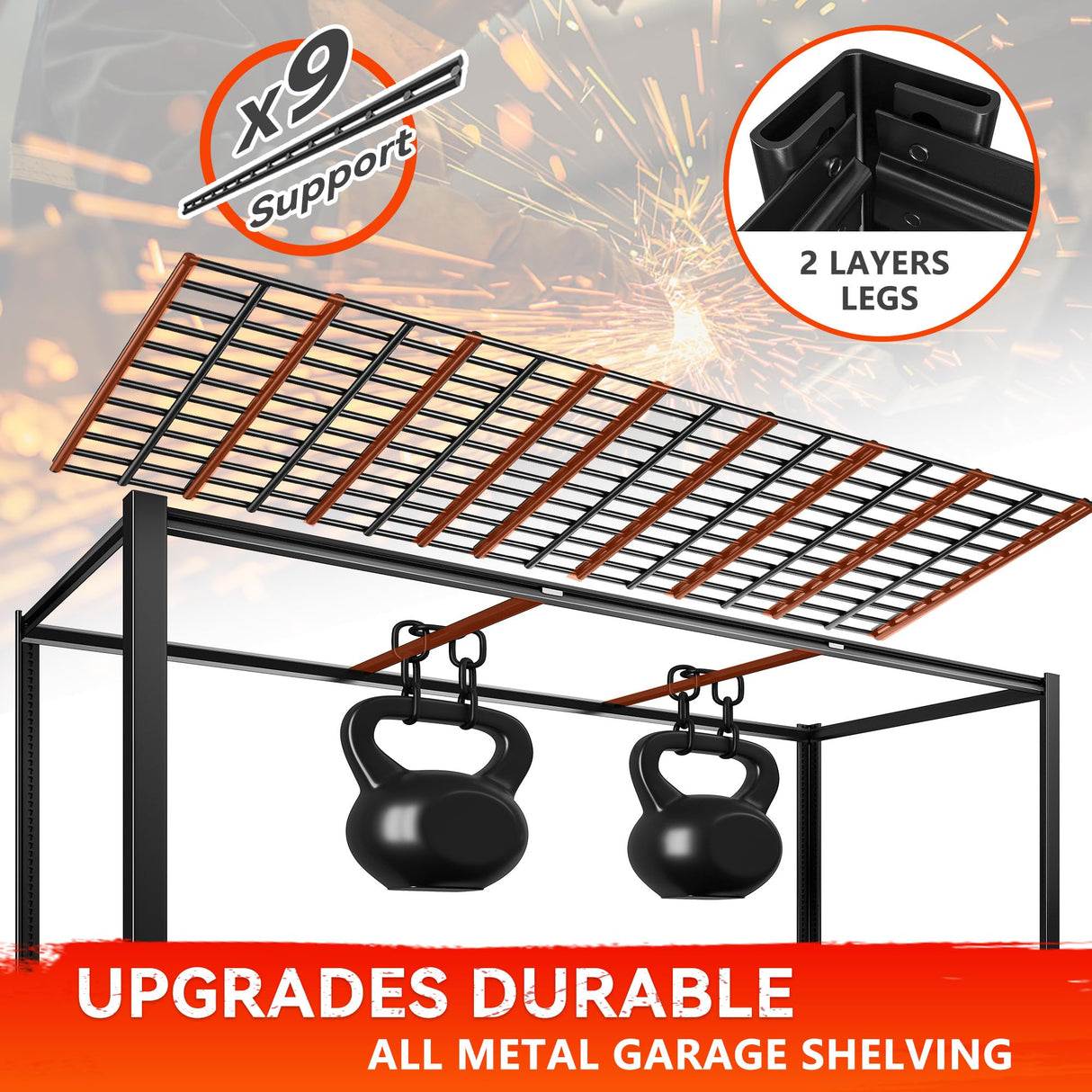 REIBII 60" W Garage Shelving 3000LBS Heavy Duty Storage Shelves Adjustable 5 Tier Metal Shelving Unit for Storage Rack Garage Storage Shelves Industrial Shelf Utility Rack,72" H x 60" W x 24" D REIBII