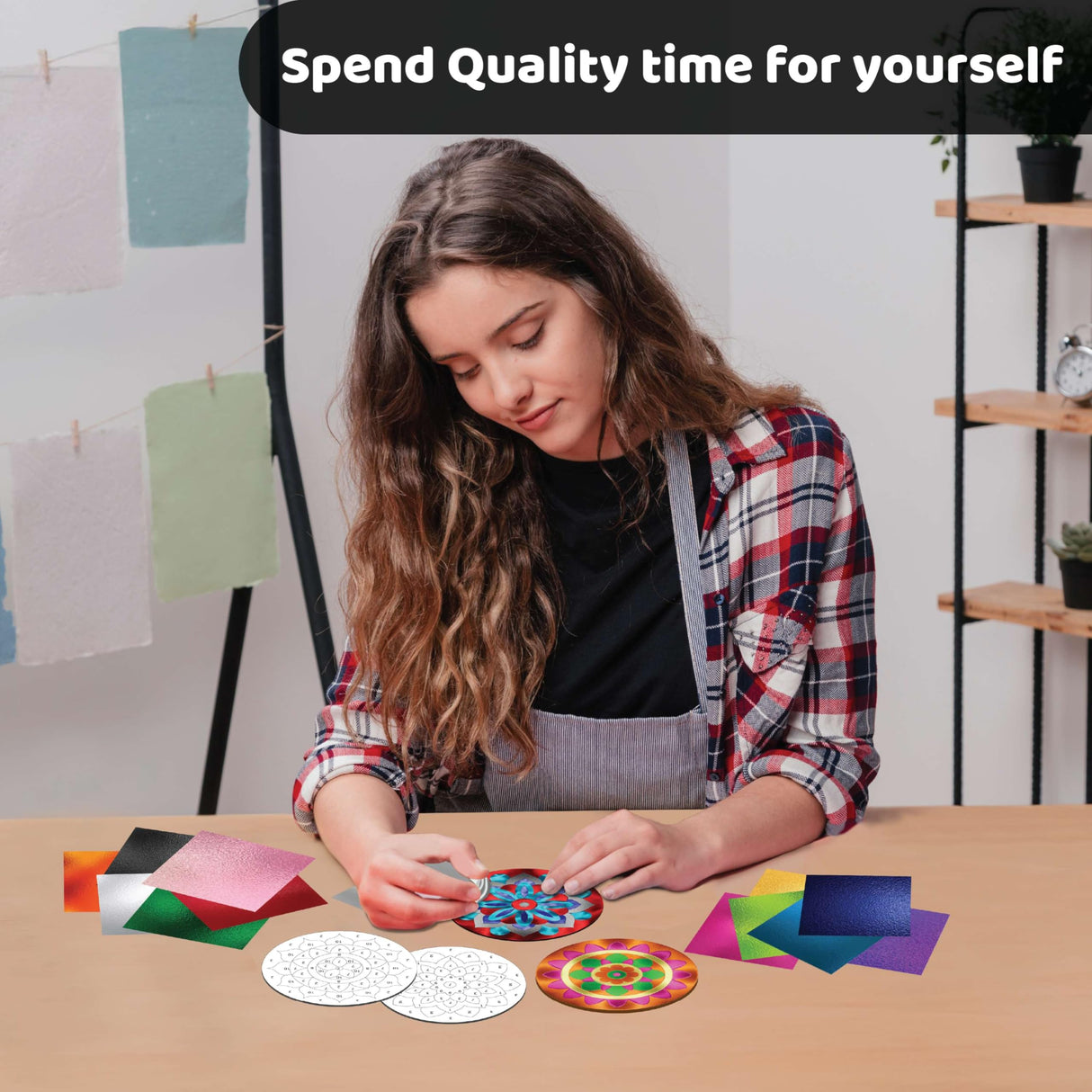 Unwynd Foil by Number Mandala Coaster Kit, 8 Pc DIY Foil Art Kit for Adults, Just Like Paint by Number Kits, Relaxing Arts & Crafts Coaster Set, Craft Gift for Teen & Women Unwynd