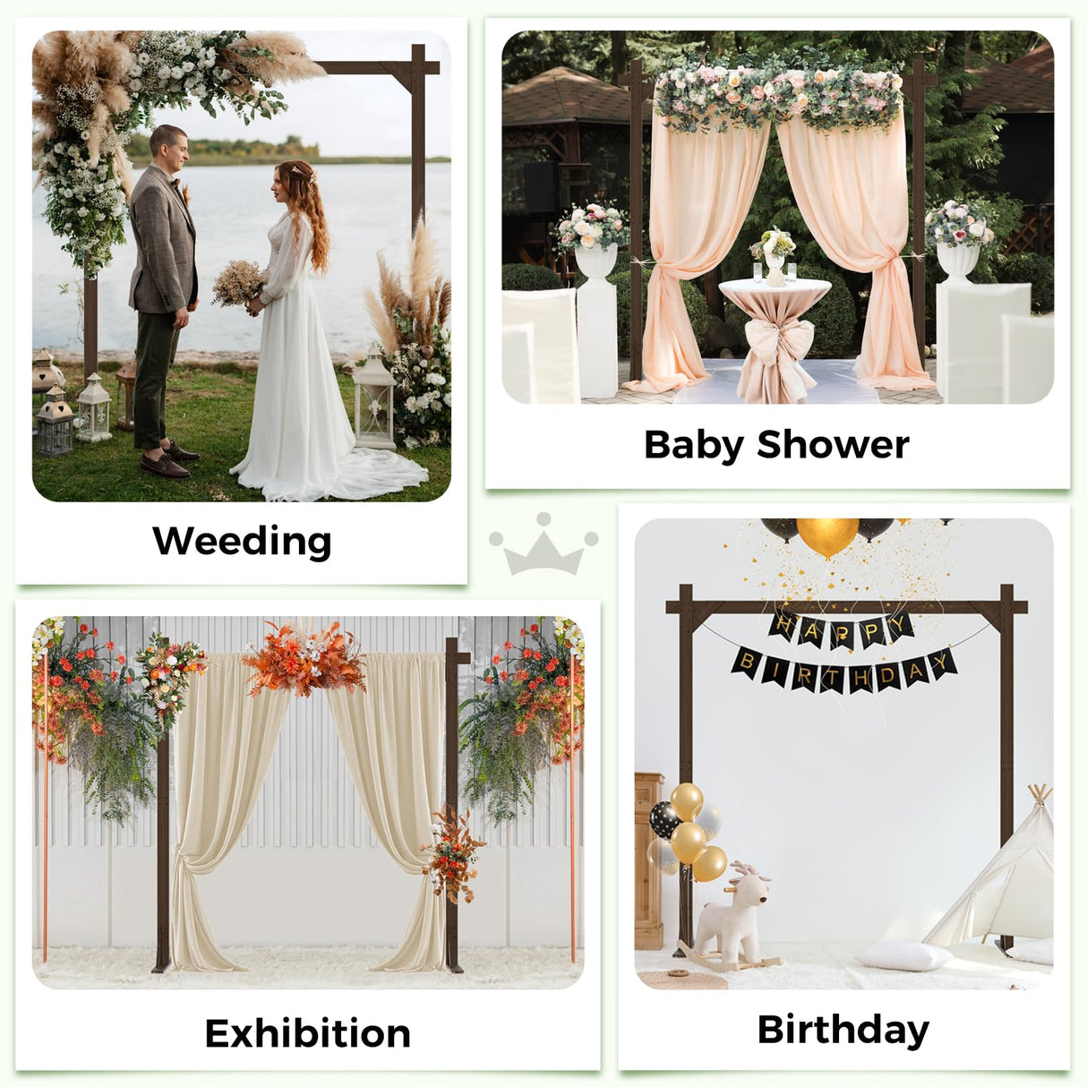 Babenest 7.38FT Wooden Wedding Arch, Square Wood Backdrop Arbor Stand, Indoor Outdoor Wedding Arbor for Rustic Ceremony Birthday Party Bridal Baby Shower Banquet Proposal Scene Garden Decoration Babenest
