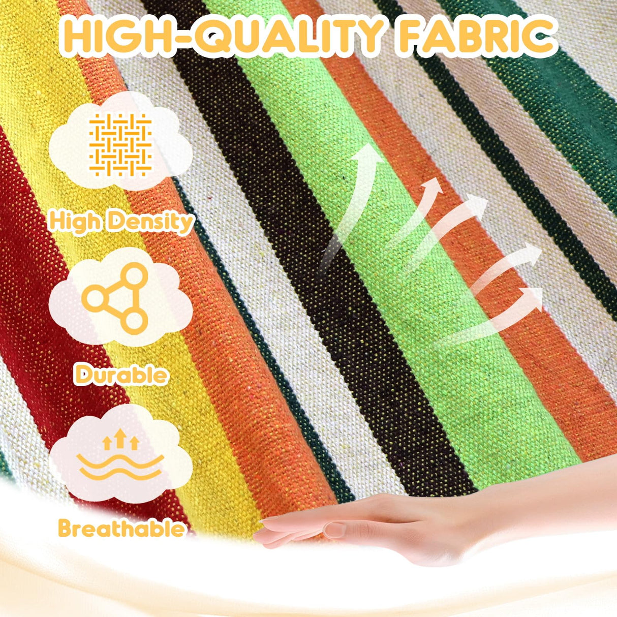 ANYOO Cotton Hammock Portable Camping Hammocks for Hanging Sturdy Garden Comfortable Fabric Hammock with Tree Straps Up to 660lbs with Travel Bag for Camping Outdoor/Indoor Patio Backyard ANYOO