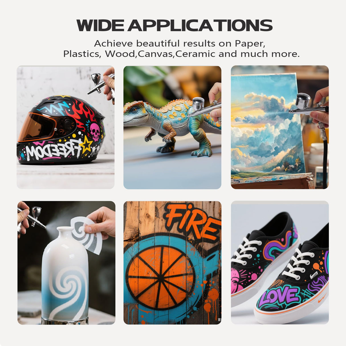 Airbrush Paint - 33 Colors Airbrush Paint Set with 3 Tinner, Plastic & Wood Acrylic Air brush Paint Kit Ready to Spray, Water-Based for Artists Beginners Hobbyist, 0.34 Fl Oz/10ml EKOHERR