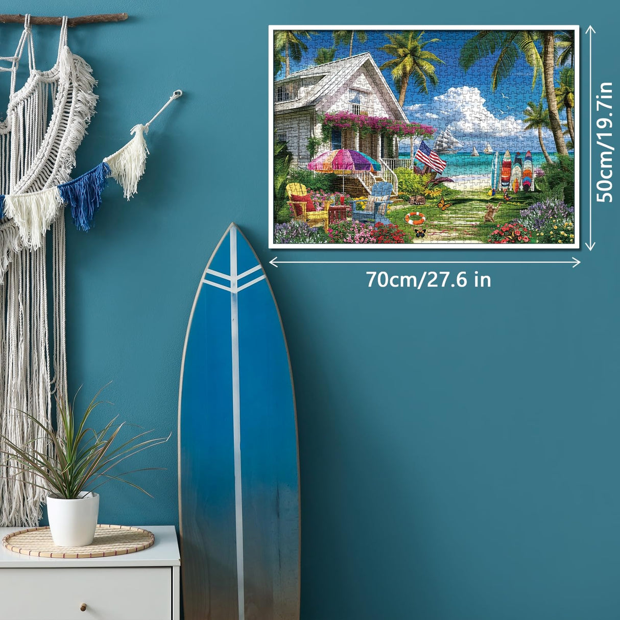 Beach House Puzzles Summer Puzzle 1000 Piece for Adults, Seaside Retreat Jigsaw Puzzles Ocean Puzzles, Seashore House Puzzle Challenging Jigsaw Puzzles As Home Decor BBOLDIN