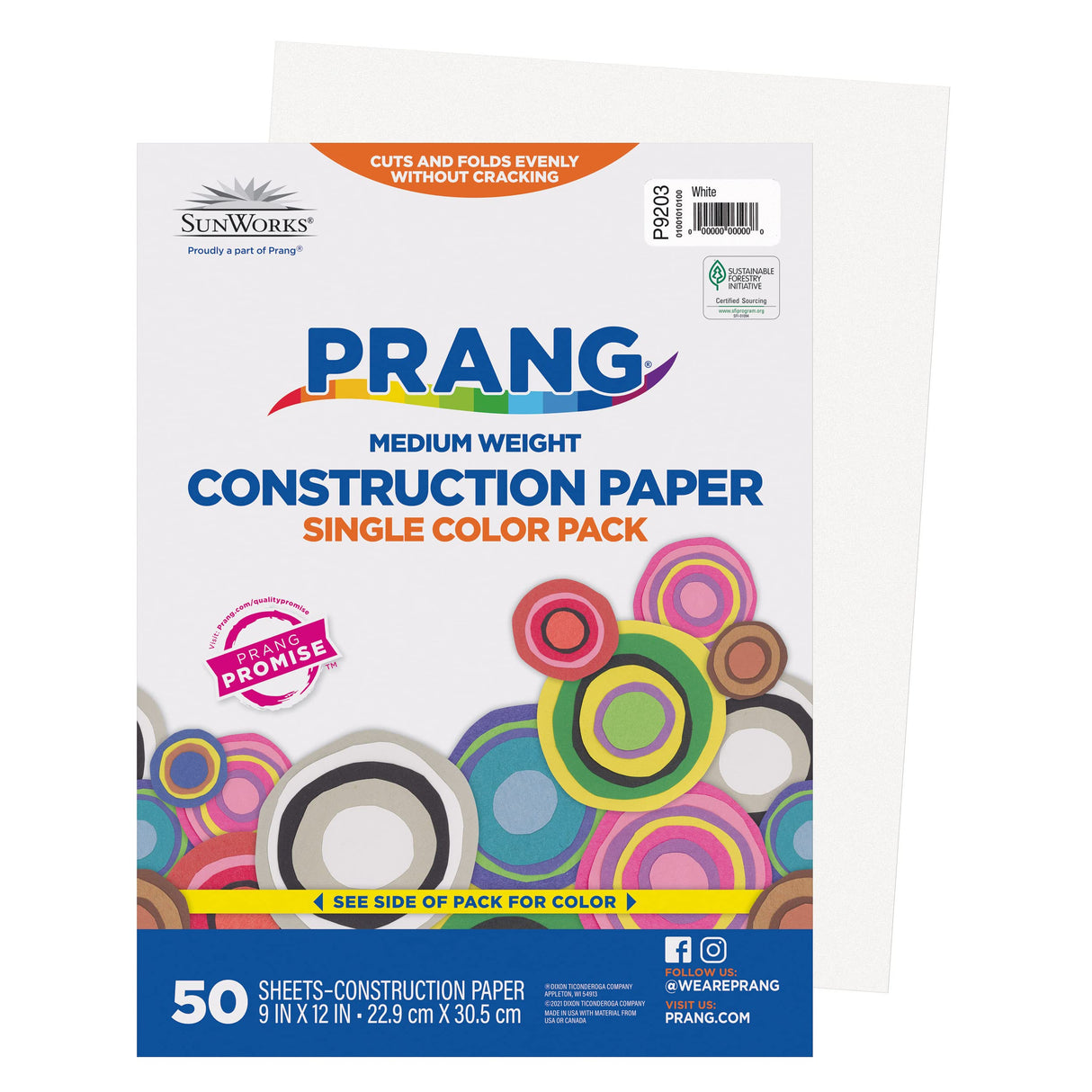 Prang (Formerly SunWorks) Construction Paper, White, 9" x 12", 50 Sheets Prang