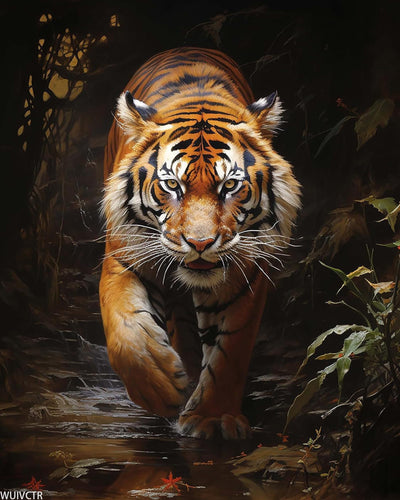 WUIVCTR Paint by Numbers Tiger for Adults, Acrylic Oil Painting by Numbers Kits for Beginner with Paintbrushes Brushes Paintwork Art Canvas for Home Decor 16x20 inch / 40x50 cm