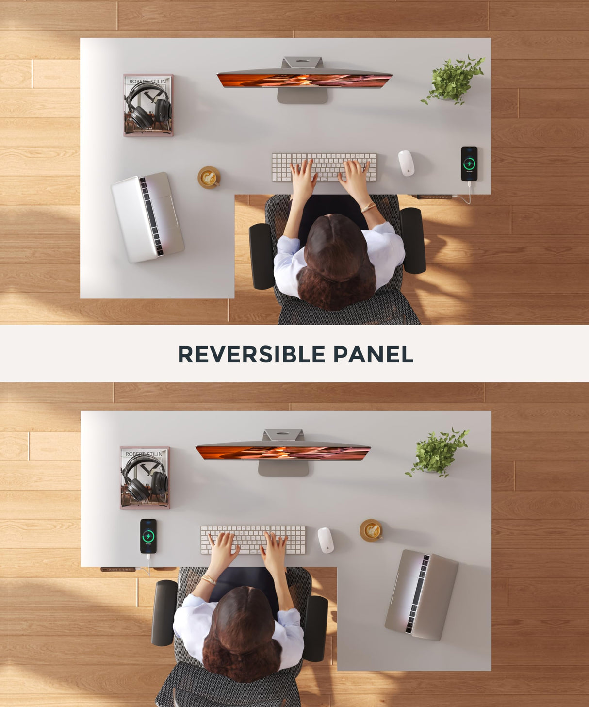 FitStand L Shaped Corner Standing Desk with Dual Motor, Large 71x48 Electric Height Adjustable Gaming Table, Stand up Home Office Desk Computer Workstation, White FitStand