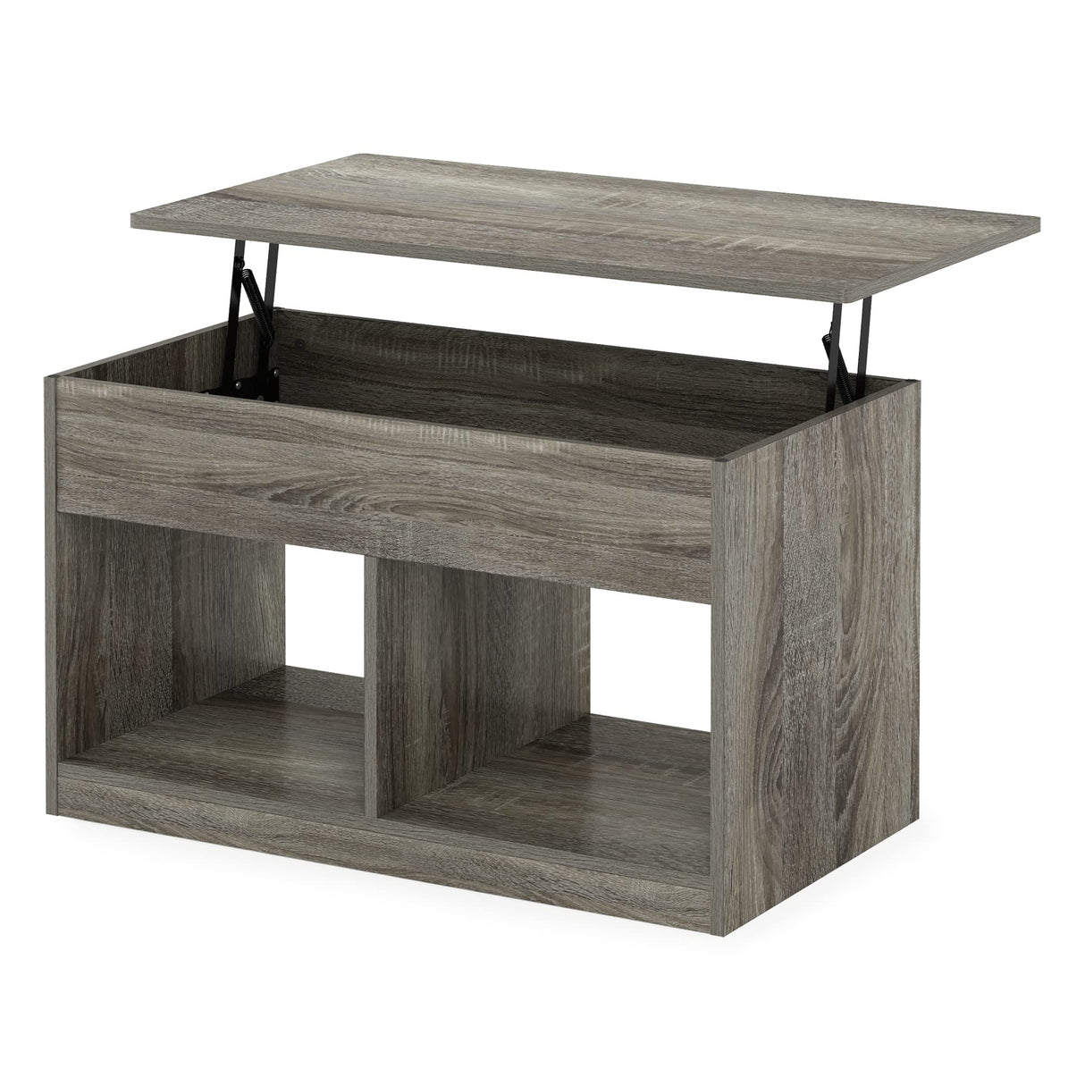 Furinno Jensen Living Room Lift Top Coffee Table with Hidden Compartment, French Oak Grey Furinno