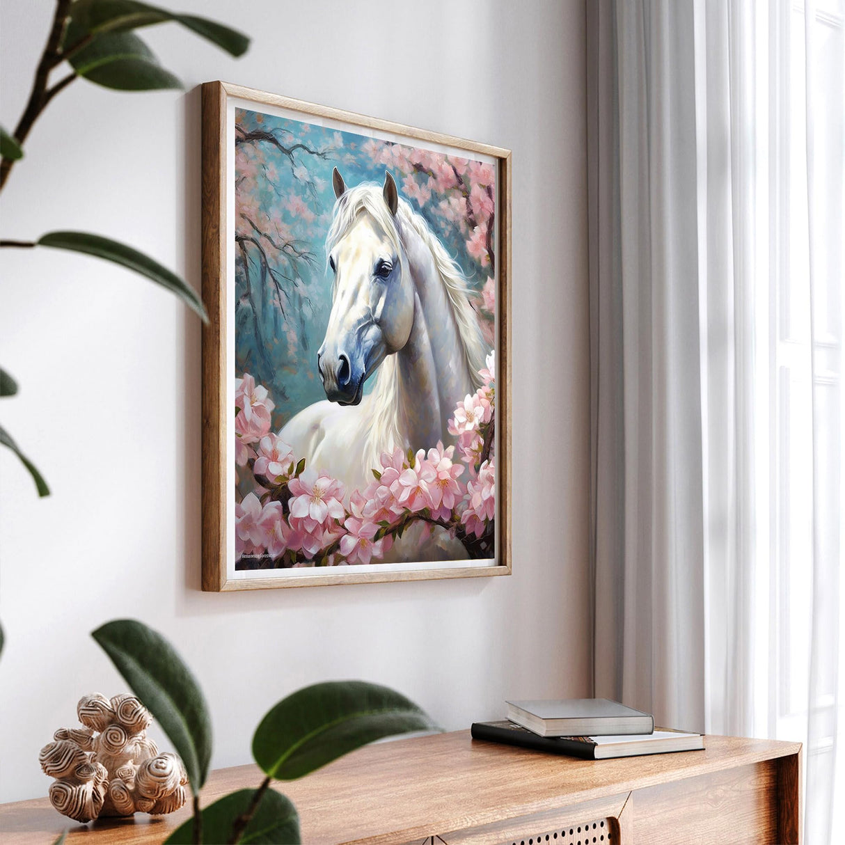 SKRYUIE Paint by Numbers Kit for Adults Beginner Horses, Acrylic Cherry Blossom Oil Painting by Numbers Kits with PaintBrushes Paintwork Art Crafts Canvas for Home Decor 16x20 inch SKRYUIE