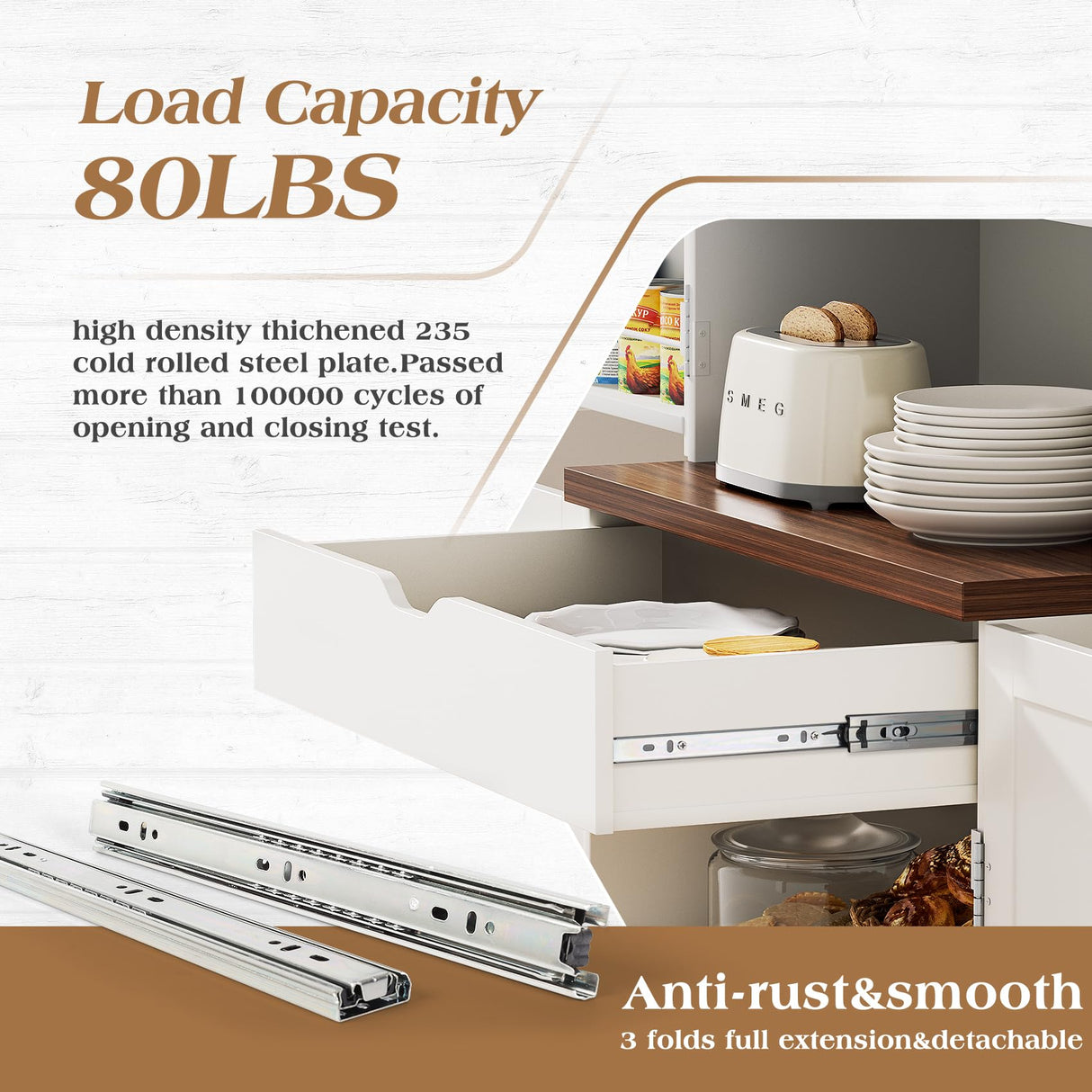 SYESWAY Kitchen Pantry Cabinet, 71”Tall Storage Cabinet with Glasses Rack, 10 Hooks, 6 Door Shelves, Freestanding Cupboard with Barn Doors, Pantry Cabinets for Kitchen, Dining Room, White SYESWAY