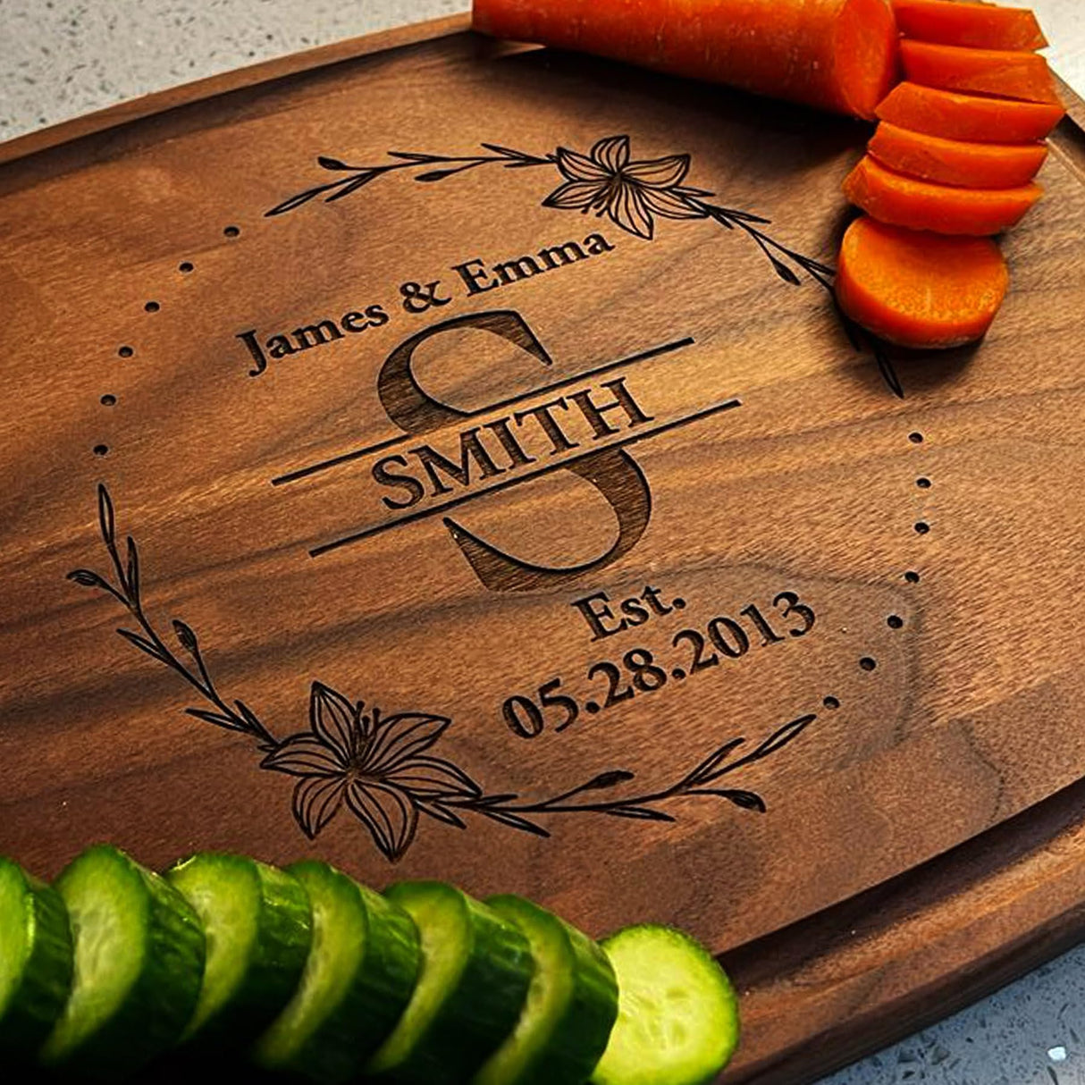 CARVELITA Hand Crafted Custom Wood Cutting Boards, Meaningful Personalized Christmas Gifts, Wedding And Anniversary Gift For Couple, Handmade in USA CARVELITA