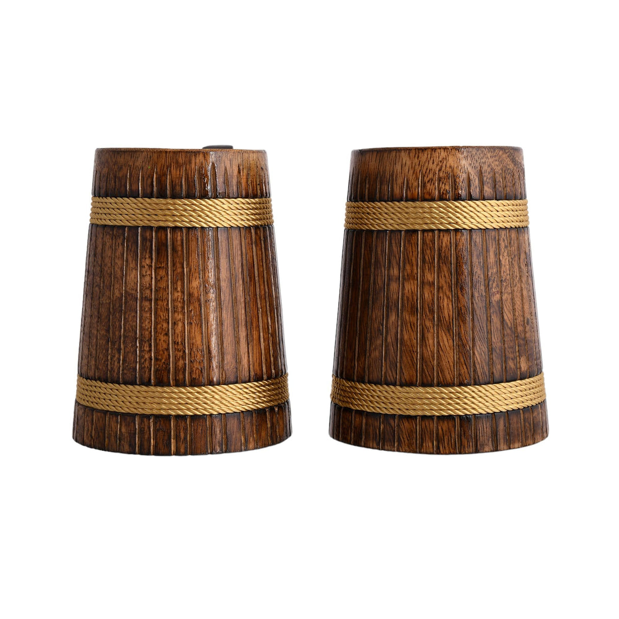 BOONTOON Wooden Coffee Mug for Men Gift Tankard Handmade Drinking Beer Viking Mug Cup Glass Barrel Mug for Men Women (Pack of 2-18Oz) BOONTOON