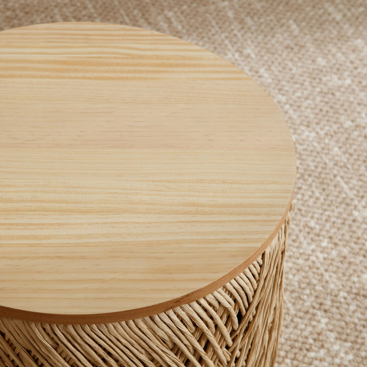 LZAREAL Farmhouse Round Coffee Table with Storage Boho Living Room Table with Lifting Top Hand-Woven Rattan Nesting Coffee Tables for Living Room, Natural LZAREAL