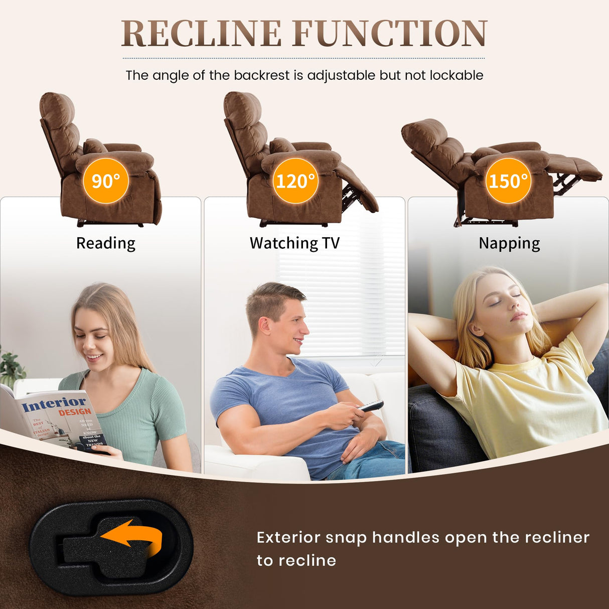 HOMYEDAMIC Oversized Recliner Chair, Plus Size 28 inch Large Wide Seat Manual Flannel Recliner with Pockets, Lumber Pillow 350 lb Capacity for Living Room Adults HOMYEDAMIC