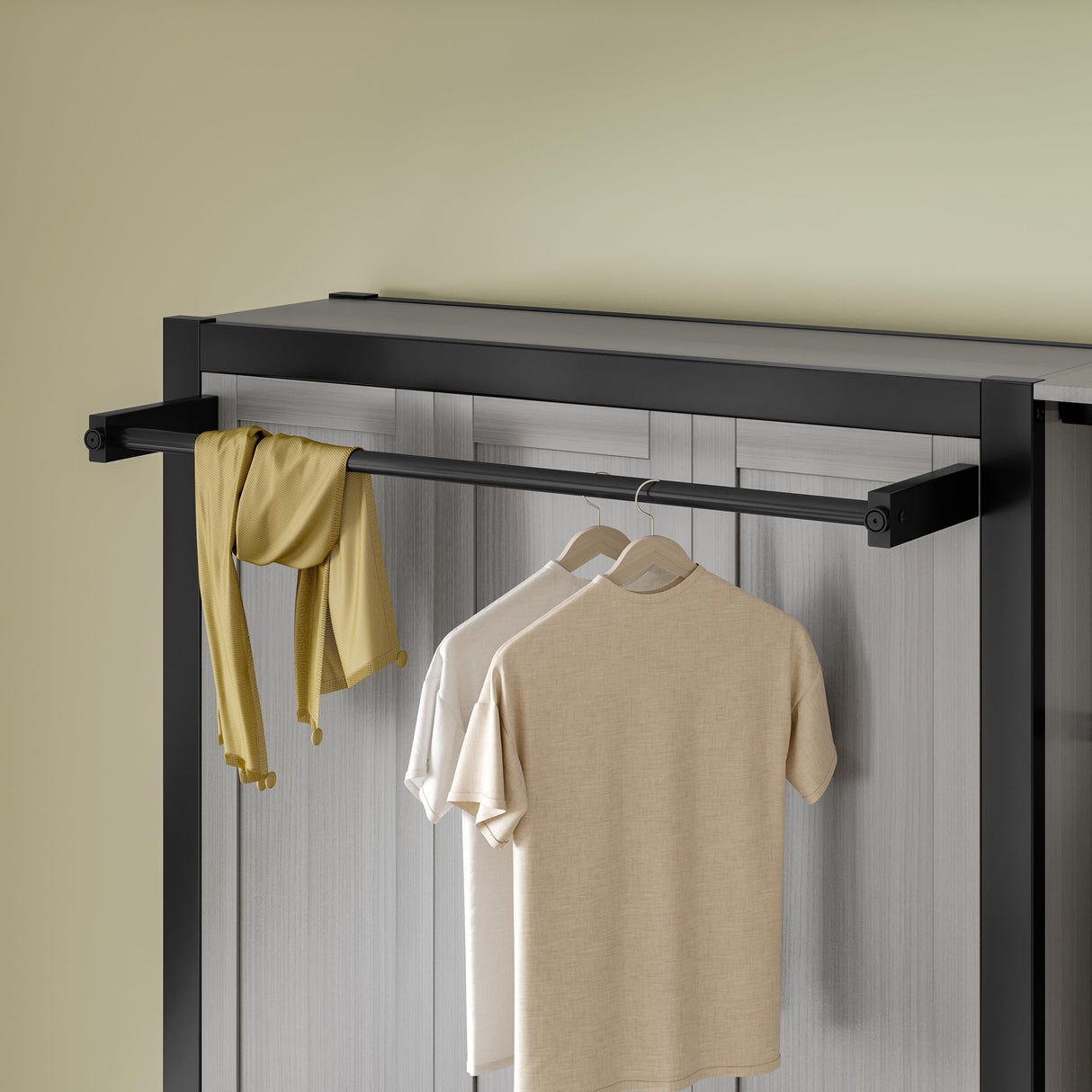 Space-Saving Metal Foldable Murphy Bed with Dual Twin Beds, Built-in Wardrobe, Shelves, and Power Outlet, 2 in 1 Design for Small Spaces (Grey/2T) Quarte