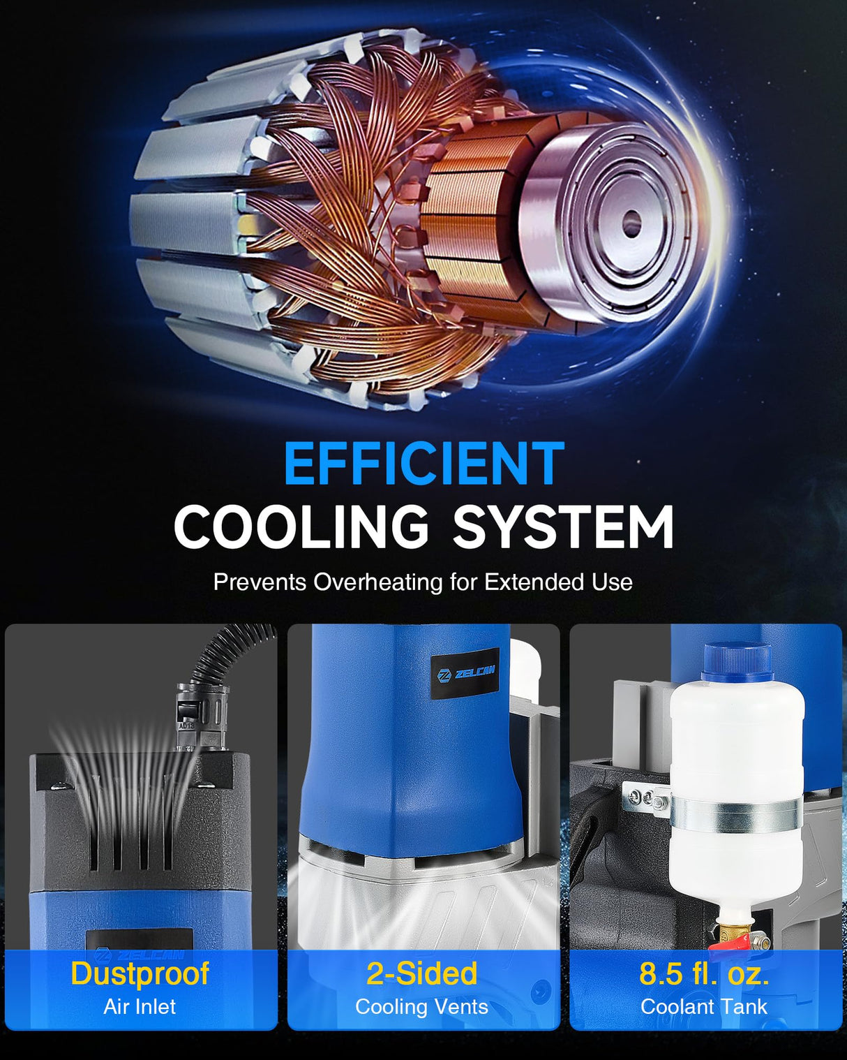 ZELCAN Mag Drill Press with 11 Drill Bits, 1550W Portable Magnetic Drill Press with 2" Boring Diameter, 0-580 rpm Stepless Speed & Reversible Direction, 2922 lbf Drilling Machine for Metal Surface ZELCAN