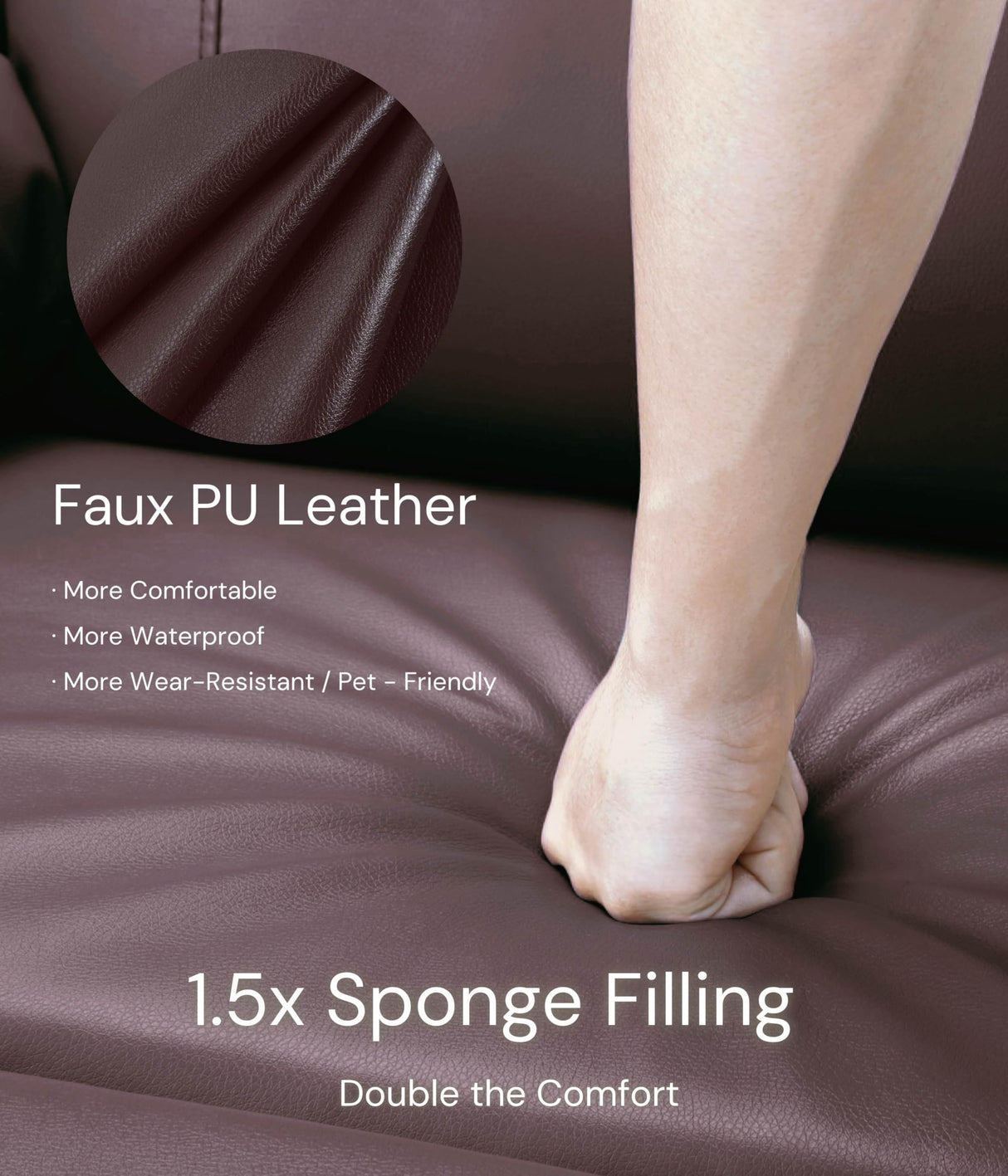 GarveeHome Oversized Recliner Chair - Faux PU Leather Manual Recliner for Adults, Lazy Chair with 1.5X Sponge Comfort Arm and Back for Living Room, Bedroom GarveeHome