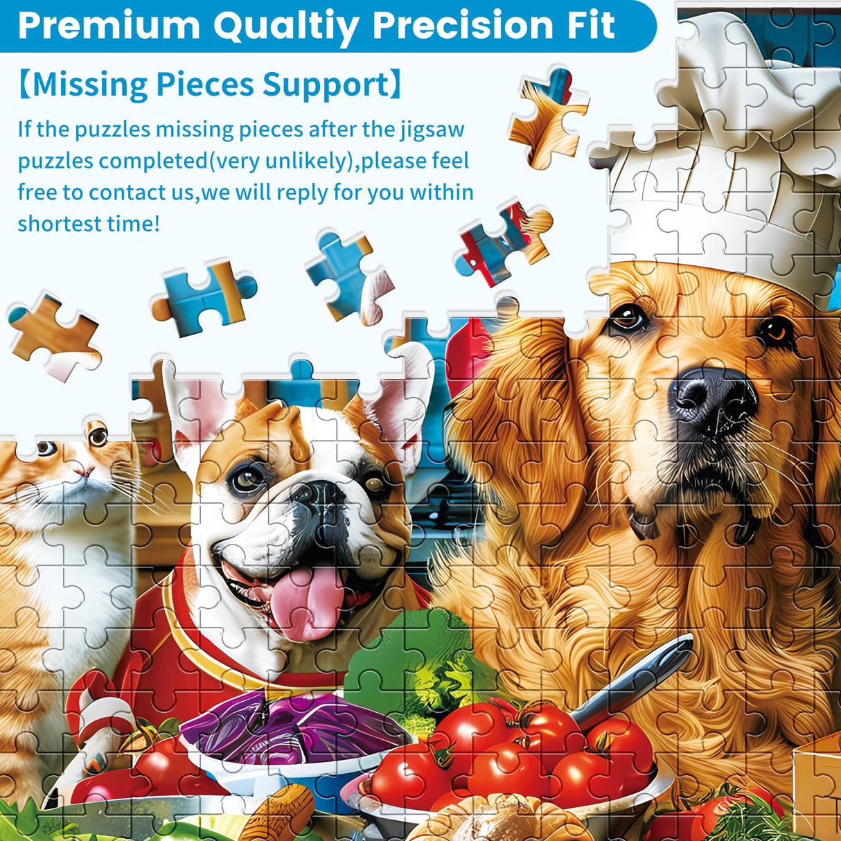 500 Piece Puzzles for Adults, Funny Puppy Animal Jigsaw Puzzles, Food Kitchen Jigsaw Puzzle, Animal Pet Lover Challenging Puzzles for Friends Family Activity Game Nights Gifts, 20.5×15 in VOLUVOLU