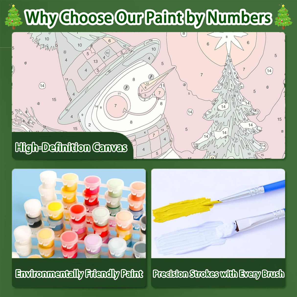 4 Pack Paint by Numbers Kit for Adults - Wooden Easel, Christmas Paint by Numbers with Frame, Christmas Adult Painting by Number Kits on Canvas, Easy Oil Painting Arts Gift Wall Decor 8x12inch cviokrdu