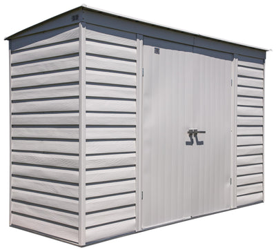 Arrow Select 10' x 4' Outdoor Lockable Steel Storage Shed Building, Flute Grey