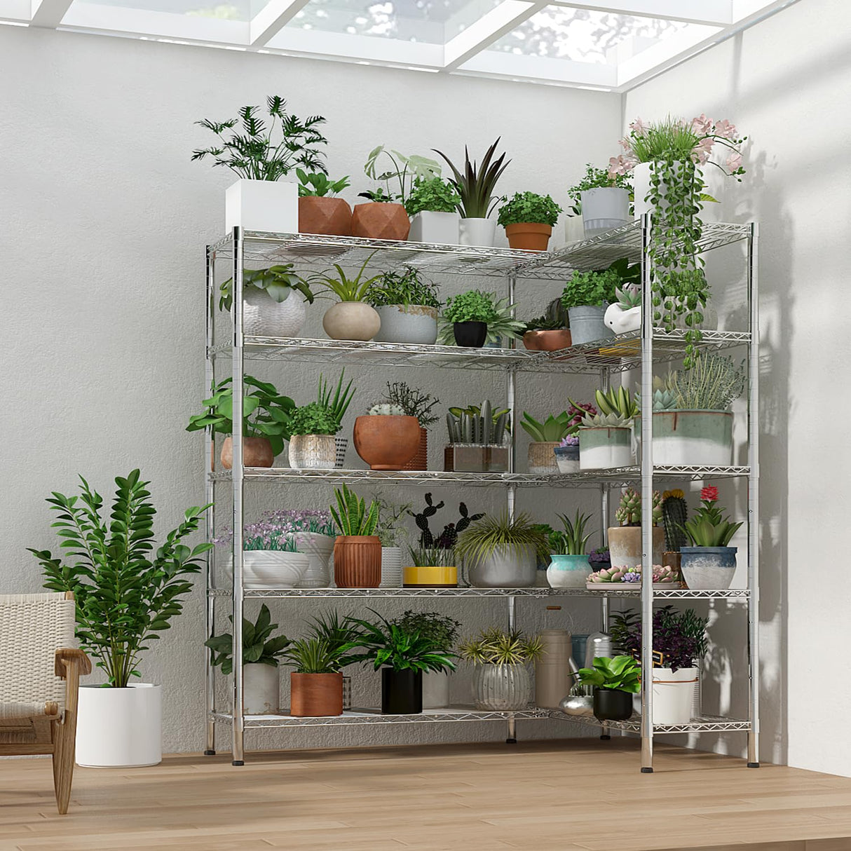 Pinikuyiro 70" Storage Shelves, Metal Shelving 5-Tier Wire Shelving Unit Metal Shelves for Storage Adjustable Shelving Rack for Pantry Kitchen Garage (Silver) Pinikuyiro