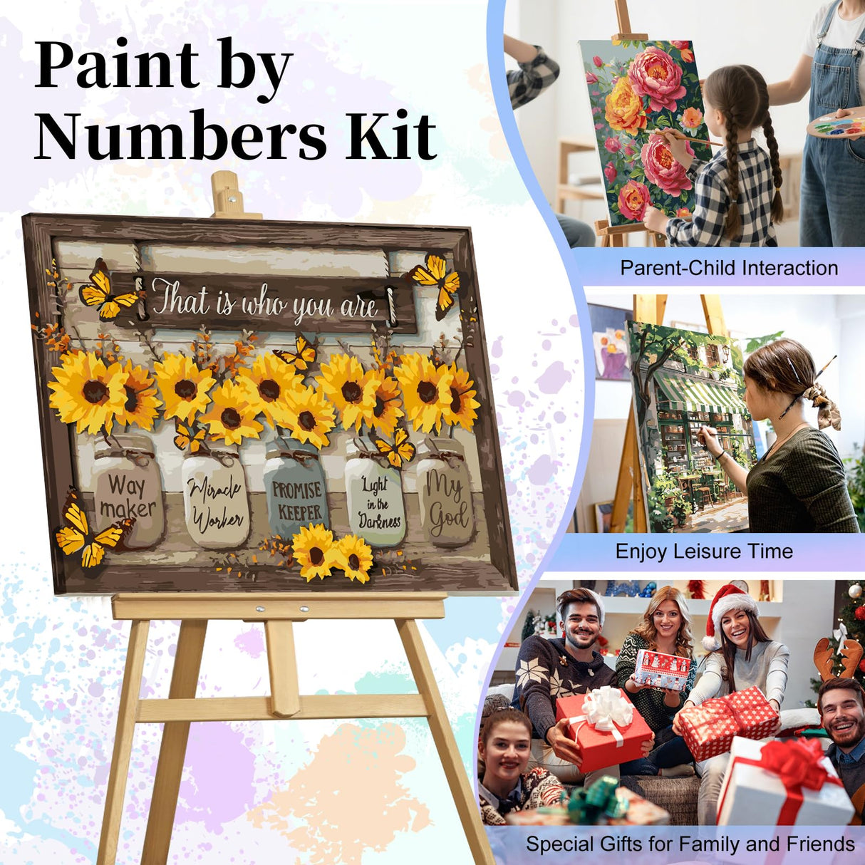 Camocin Paint by Numbers Kit for Adults - Sunflower Adult Paint by Number Kits on Canvas Without Frame for Beginner, Inspirational Oil Painting by Numbers Kit for Gift Home Wall Decor 16x20 Inch Camocin