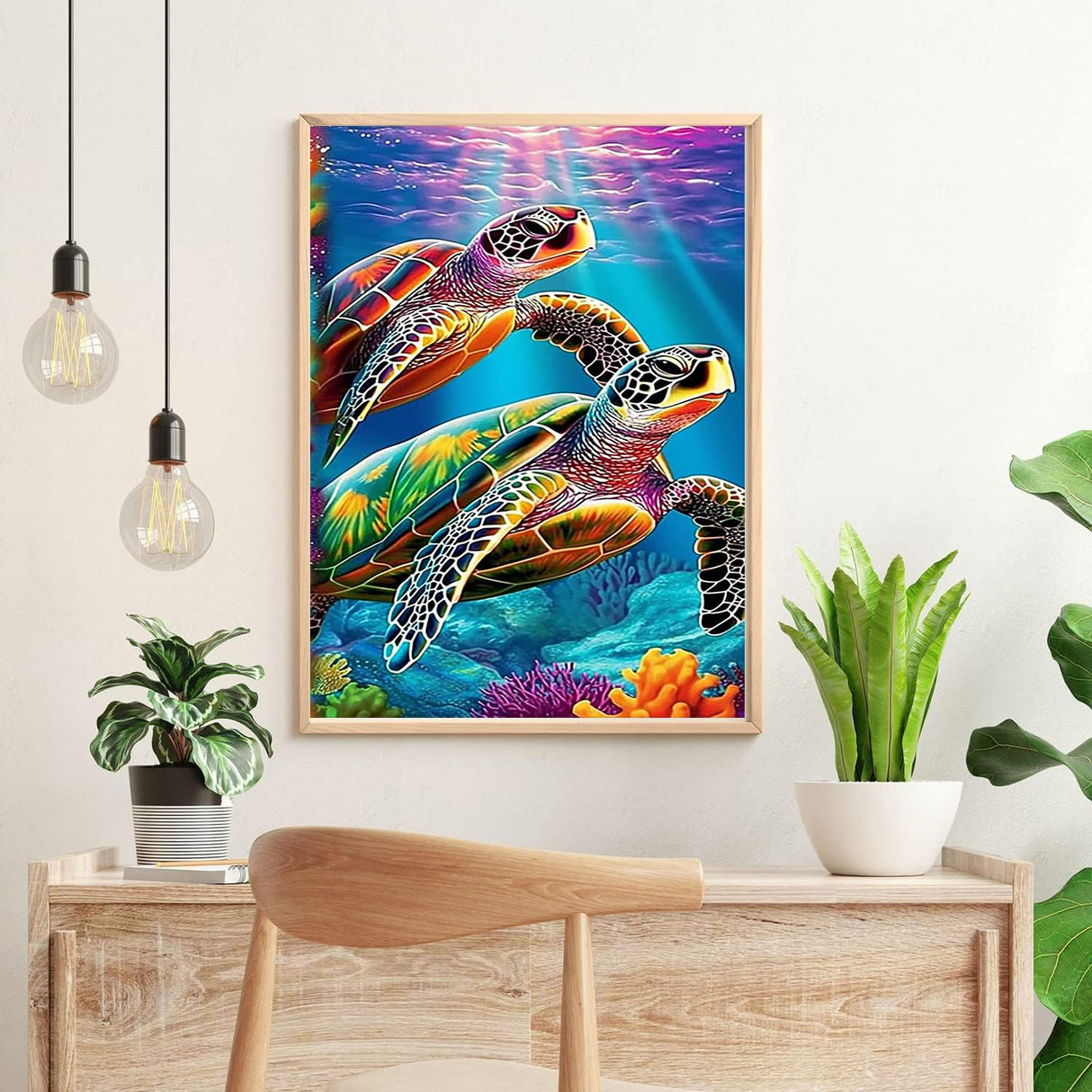igoodom Diamond Art Kits for Adults, Sea Turtle Diamond Painting Kit, Full Drill Round Turtle Diamond Art Kits, DIY Gem Art and Crafts for Home Wall Decor Gift 12x16inch igoodom