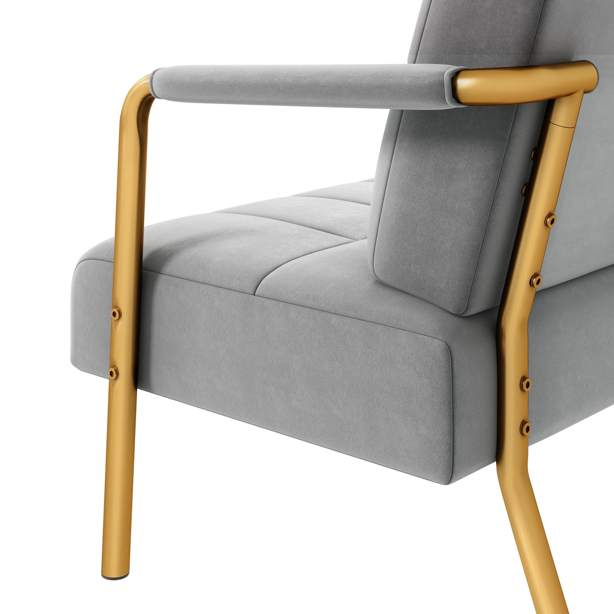 Yaheetech 30" W Modern Sofa Small Sofa Luxurious Velvet Fabric Couch with Gold-Tone Metal Arms and Legs for Living Room, Home Office, Studio Light Gray Yaheetech