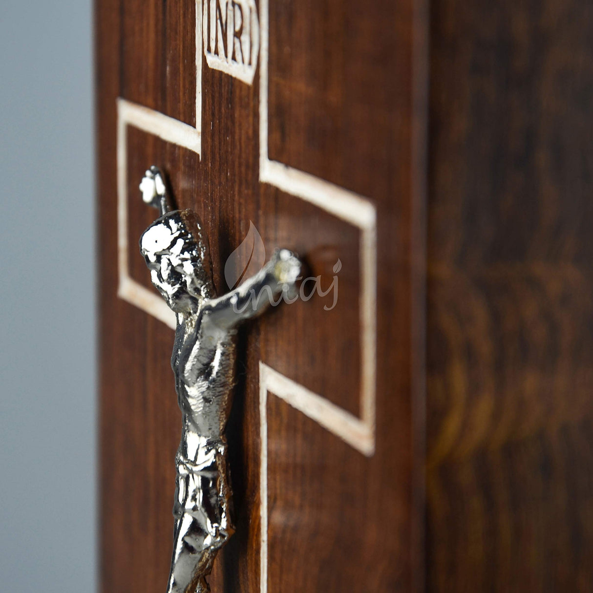 INTAJ Handmade Wooden Urn for Human Ashes - Cross Cremation Urn Premium Handcrafted - Adult Funeral Urn Handmade Human Urn for Ashes (Rosewood Cross, INTAJ