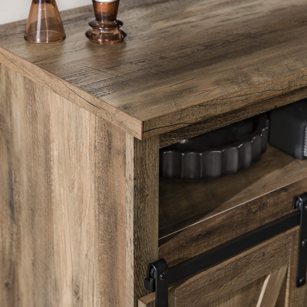 Walker Edison Clayton Farmhouse Sliding Double Barn Door TV Stand for TVs up to 58 Inches, 52 Inch, Rustic Oak Walker Edison